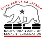 Specialization as criminal defense lawyer issued by state bar of California criminal defense attorney specialist logo showing bear and this is the official log of the state bar of california